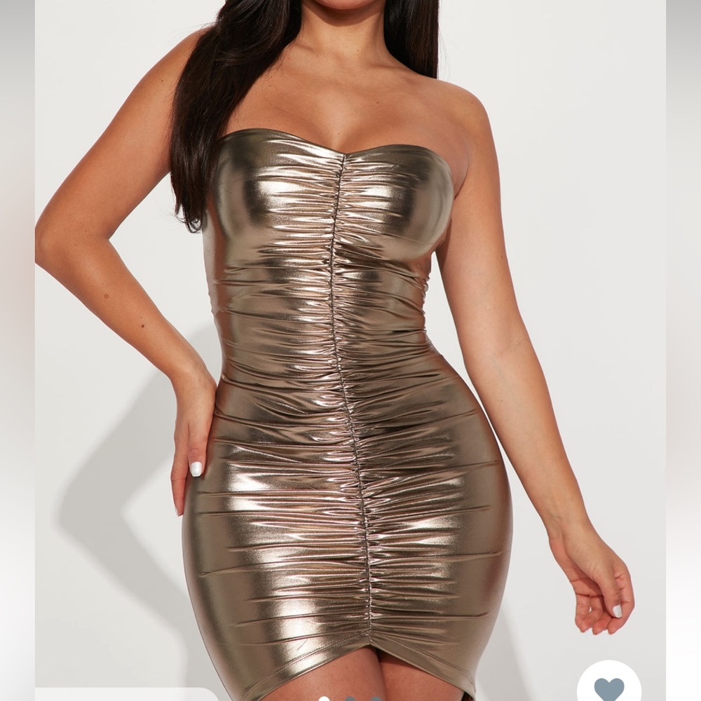 Strapless Metallic Mini Dress